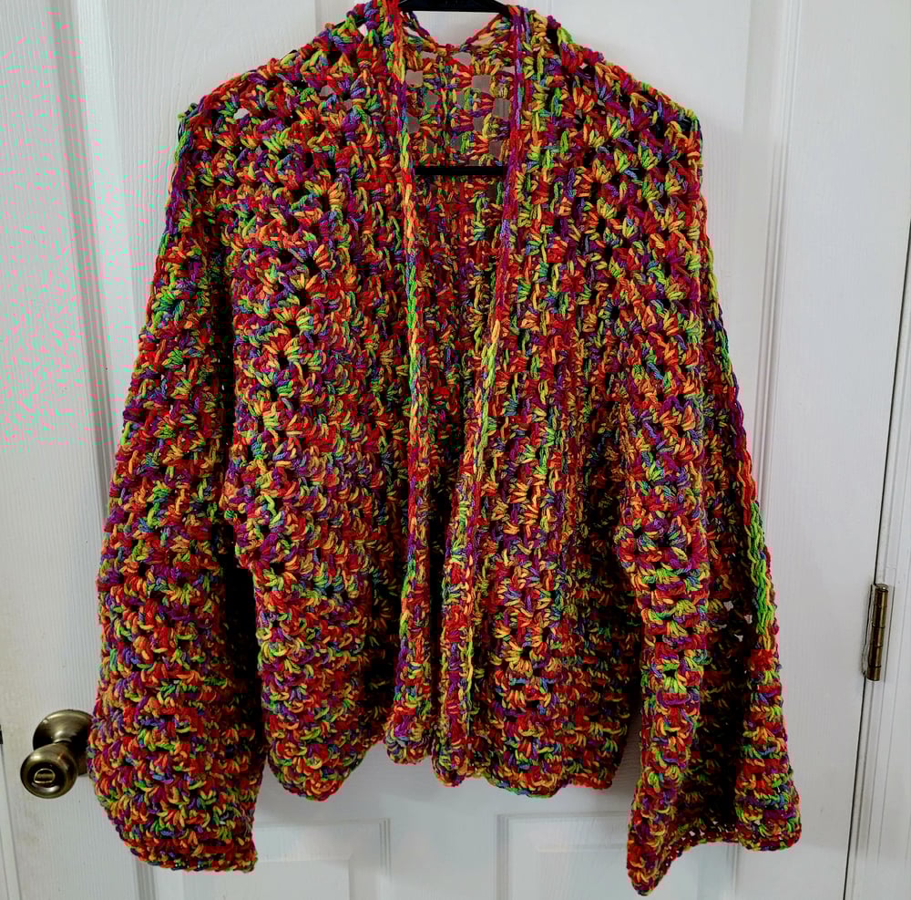 Image of Fruity Pebble Crochet Cardigan Small to Large