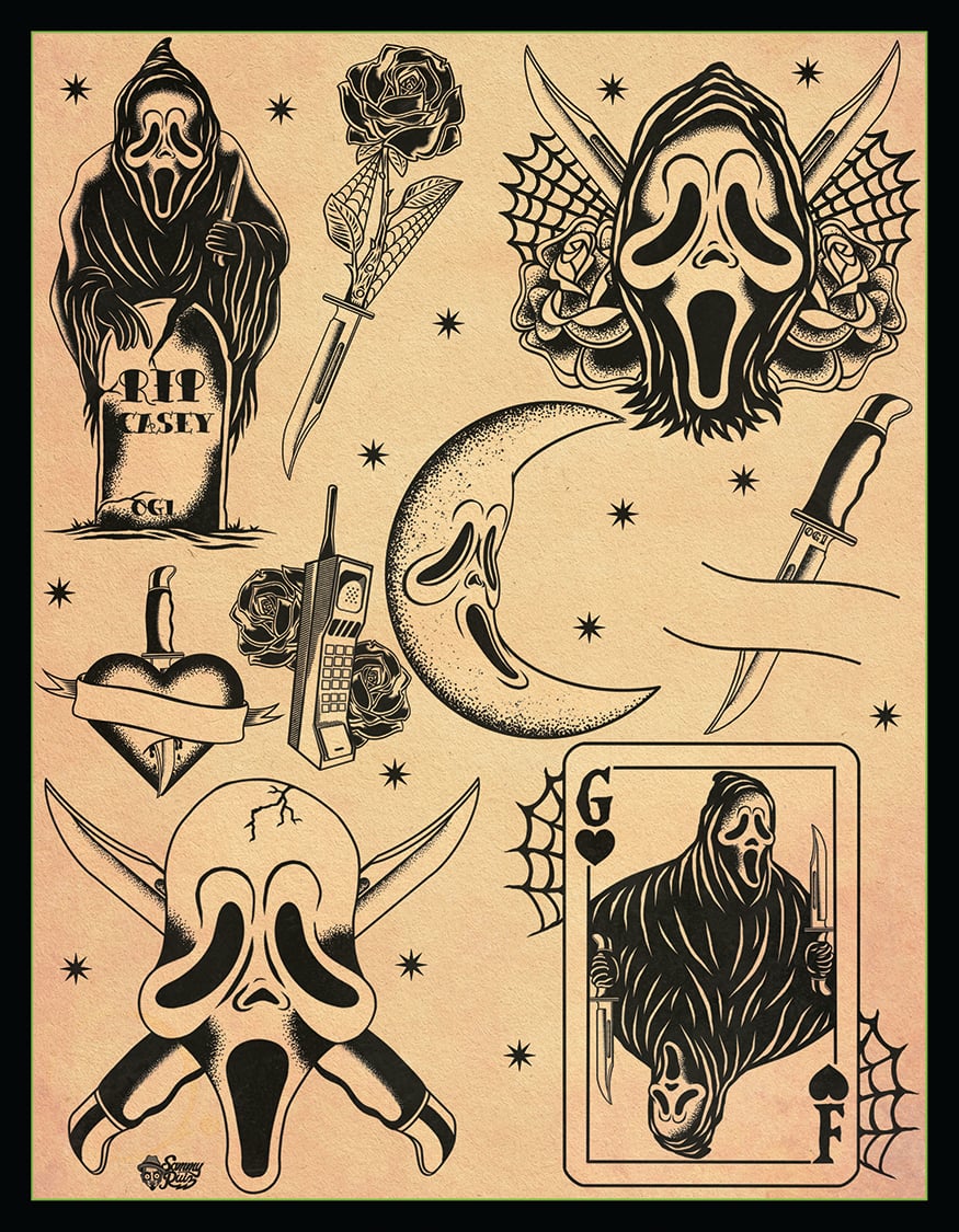 Ghostface Tattoo Flash