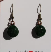 Image 1 of Dark Green Round Earrings