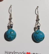 Image 1 of Robin's Egg Blue Round Speckle Earrings