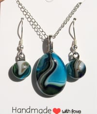 Image 1 of Blue Wave Puddle Necklace and Earring Set