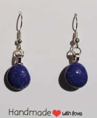Image 1 of Dark Blue Round Speckle Earrings - B