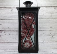 Image 1 of Medium Fused Glass & Metal Lantern – 7.5" Tall x 3.25" Wide