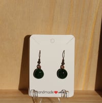 Image 2 of Dark Green Round Earrings