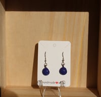 Image 2 of Dark Blue Round Speckle Earrings - B