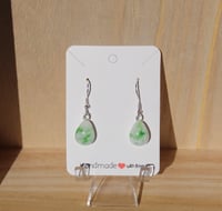 Image 2 of Green and White Teardrop Earrings