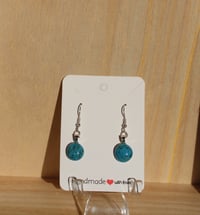 Image 2 of Robin's Egg Blue Round Speckle Earrings