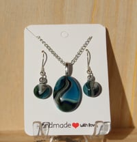 Image 2 of Blue Wave Puddle Necklace and Earring Set