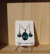 Image 3 of Blue Wave Puddle Necklace and Earring Set