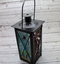 Image 5 of Medium Fused Glass & Metal Lantern – 7.5" Tall x 3.25" Wide