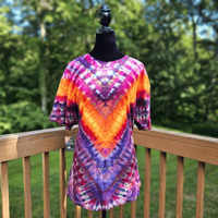 Image 3 of Ice Dyed Purple & Orange V-Pattern Adult (XL) Unisex T-shirt