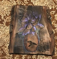 Image 2 of Wood burned floral art