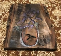 Image 3 of Wood burned floral art