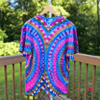 Image 4 of Ice Dyed Blue & Pink Adult (Lrg) Unisex T-shirt