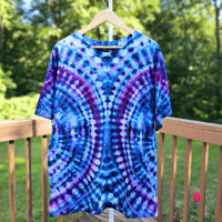 Image 3 of Ice Dyed Blue & Purple Double Fanfold Pattern Adult (XL) Unisex T-shirt
