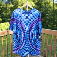 Image 4 of Ice Dyed Blue & Purple Double Fanfold Pattern Adult (XL) Unisex T-shirt