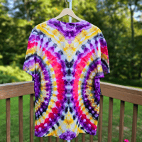 Image 4 of Ice Dyed Yellow Pink & Purple Adult (Lrg) Unisex T-shirt