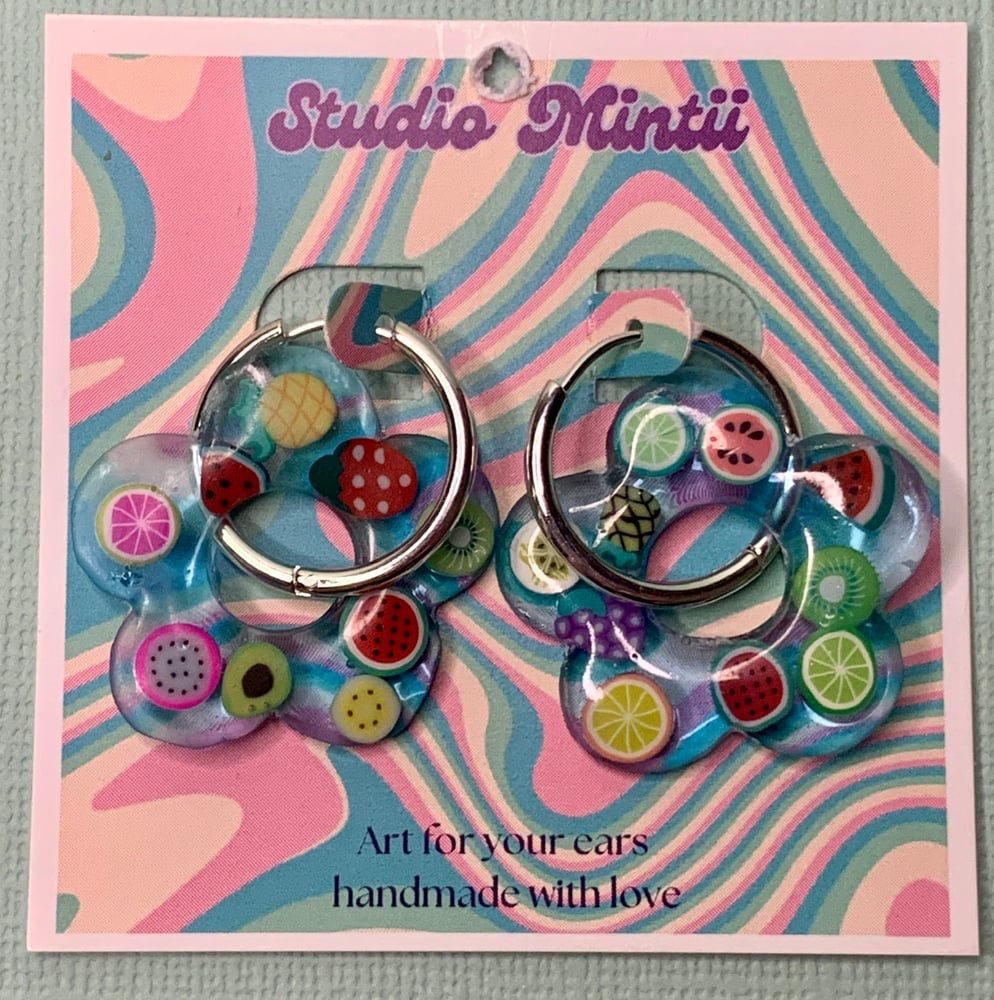 Image of Blue Fruit Jelly Flower Hoops