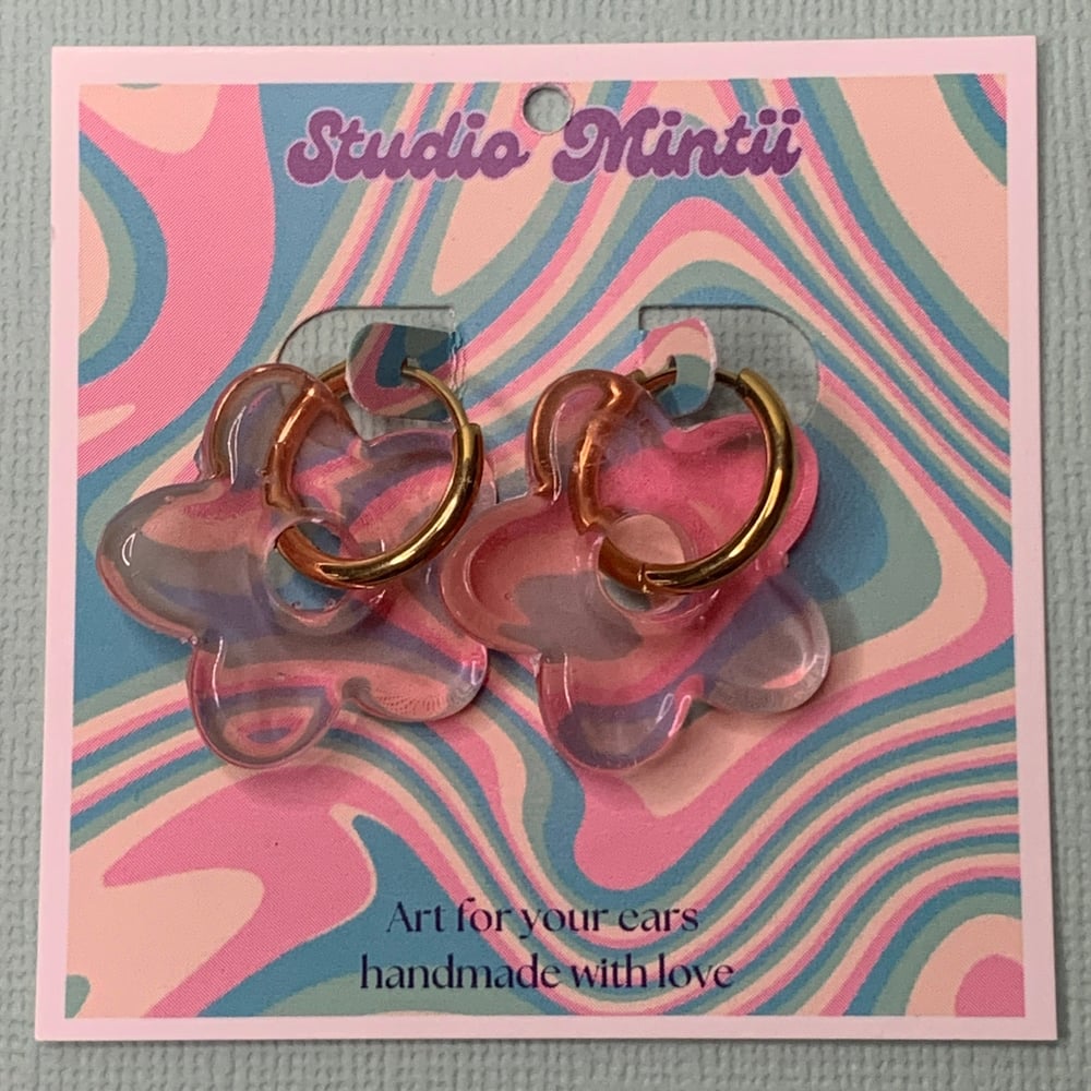 Image of Small Pop!Resin Flower Hoops