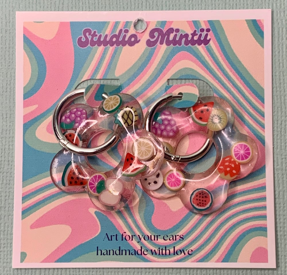 Image of Pink Fruit Jelly Flower Hoops