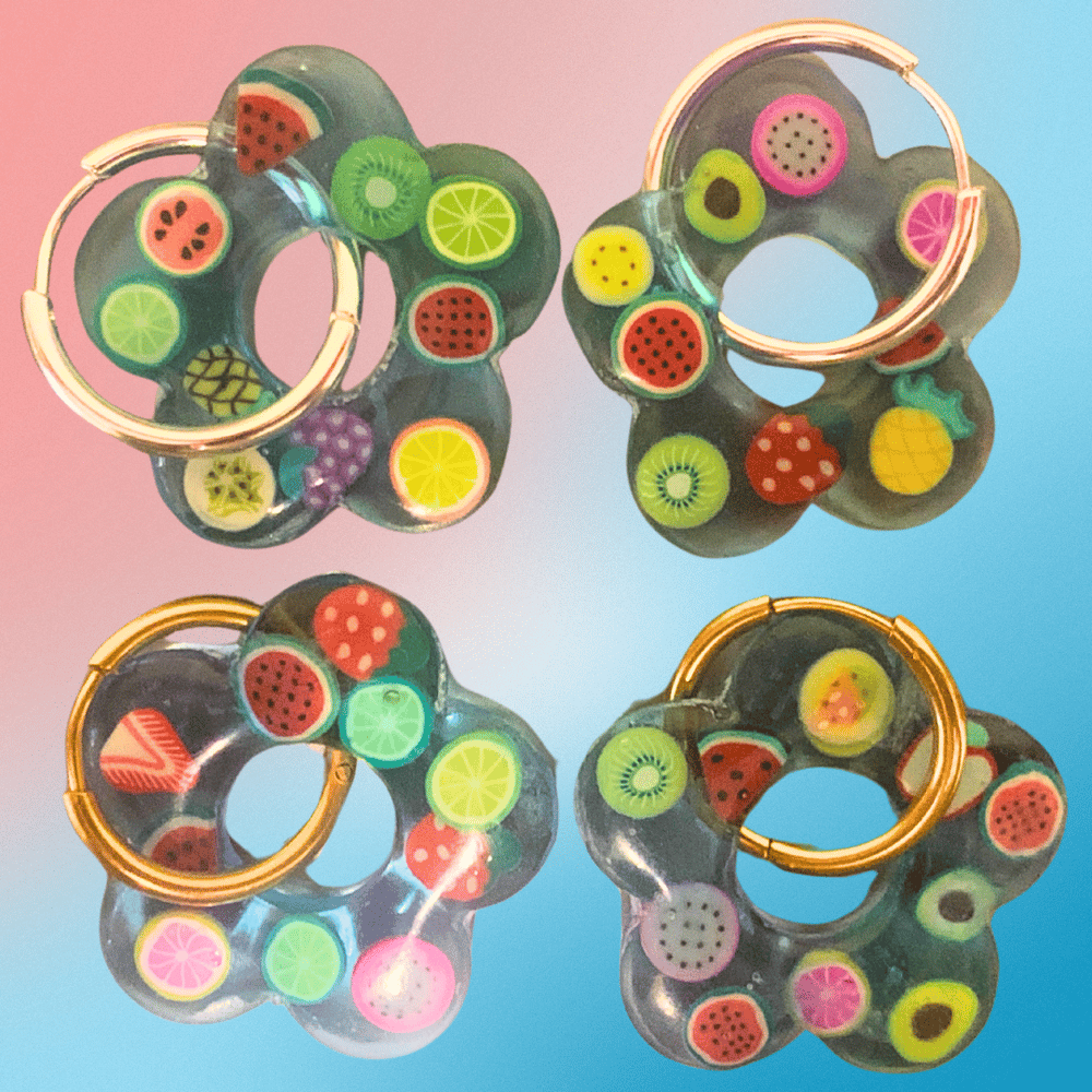 Image of Blue Fruit Jelly Flower Hoops