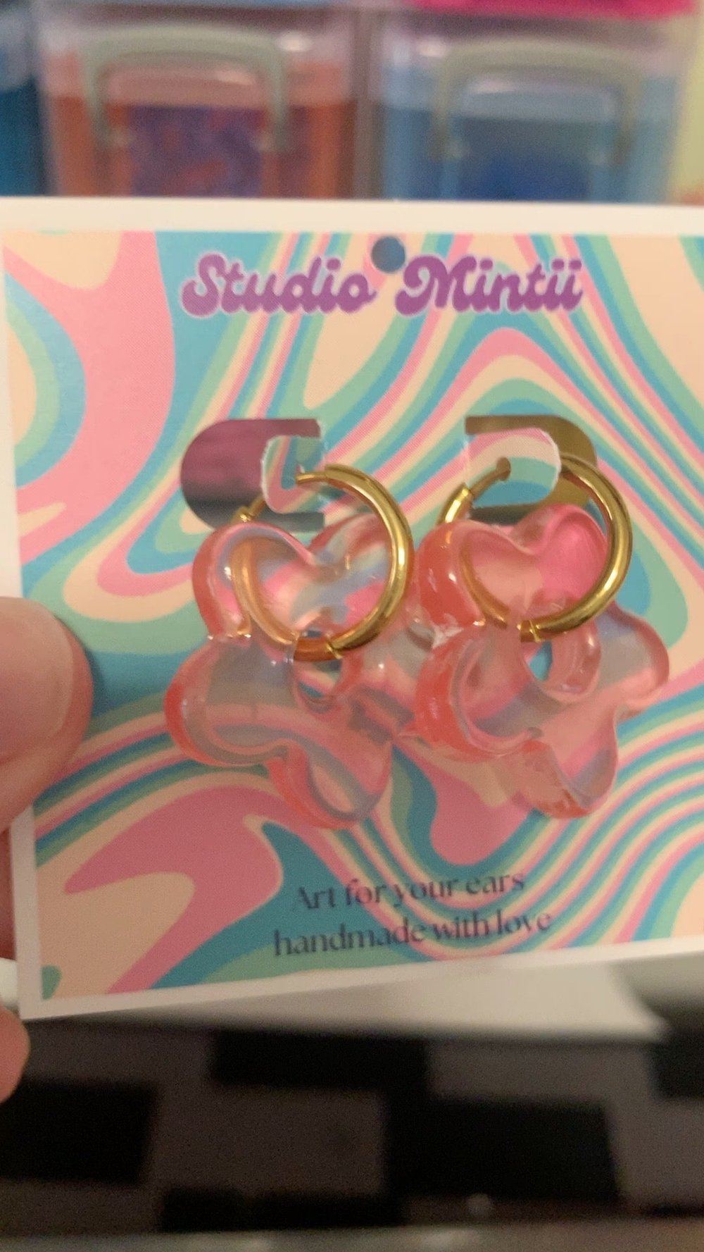 Image of Small Pop!Resin Flower Hoops