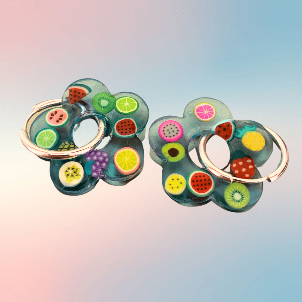 Image of Blue Fruit Jelly Flower Hoops