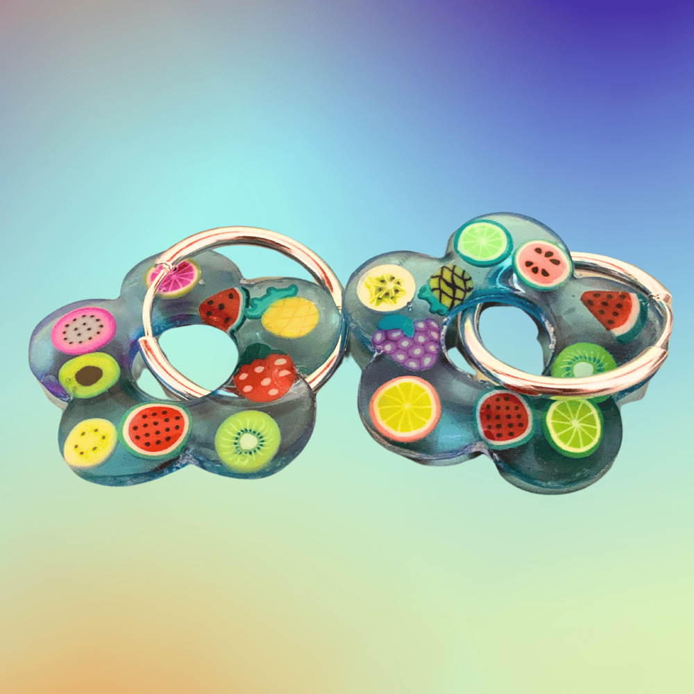 Image of Blue Fruit Jelly Flower Hoops