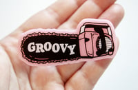 Image 2 of Groovy Evil Dead Chainsaw Acrylic Pin