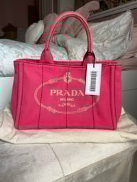 Image 1 of Prada Canapa Small Pink Tote Bag