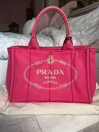 Image 3 of Prada Canapa Small Pink Tote Bag