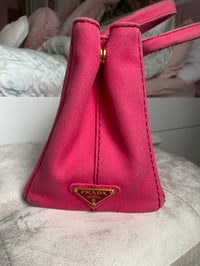 Image 7 of Prada Canapa Small Pink Tote Bag