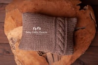 Image 4 of Knitted pillow wrap and bonnets set light brown