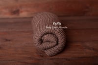 Image 6 of Knitted pillow wrap and bonnets set light brown
