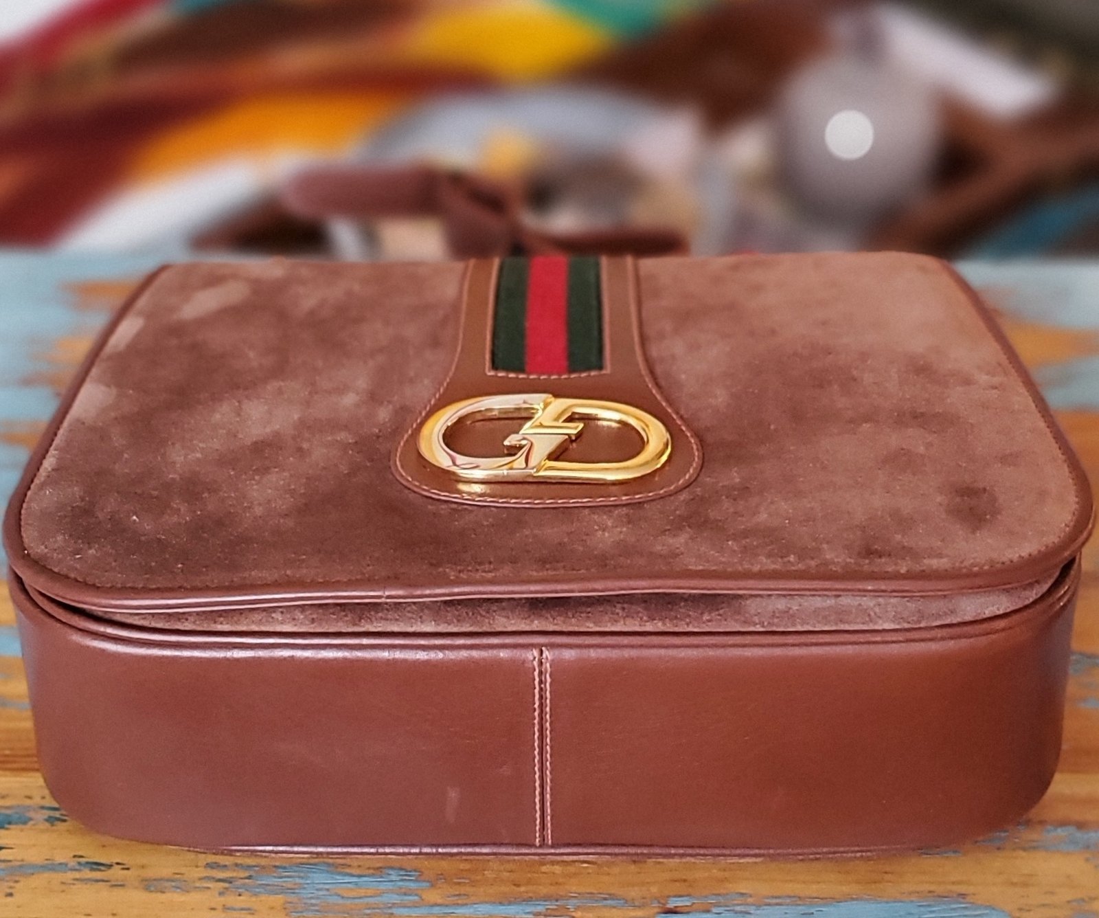 バッグ GUCCI Vintage Leather Shoulder Bag Brown VINTAGE GUCCI GG LOGO FLAP BROWN CALF LEATHER SHOULDER BAG