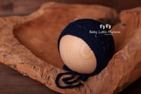 Image 5 of Knitted pillow wrap and bonnets set navy