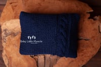 Image 4 of Knitted pillow wrap and bonnets set navy