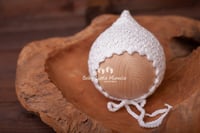 Image 2 of Elven bonnet hat white bige light brown brown
