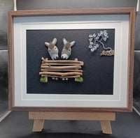Image 2 of DONKEYS PEEPING OVER A FENCE IN WOODLAND SCENE ***FREE UK POSTAGE***