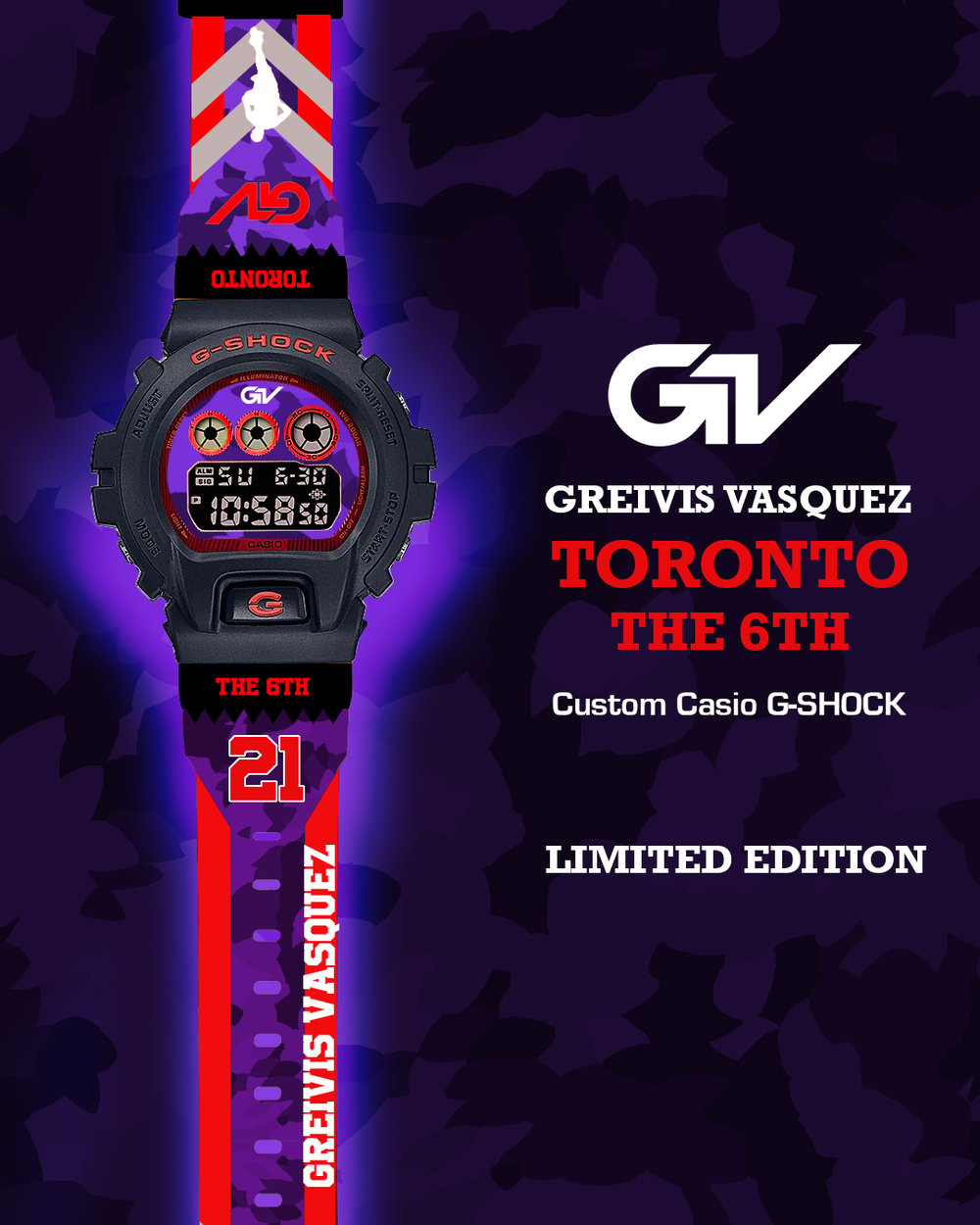 Greivis Vasquez Custom G-Shock - LIMITED EDITION - "The 6TH"