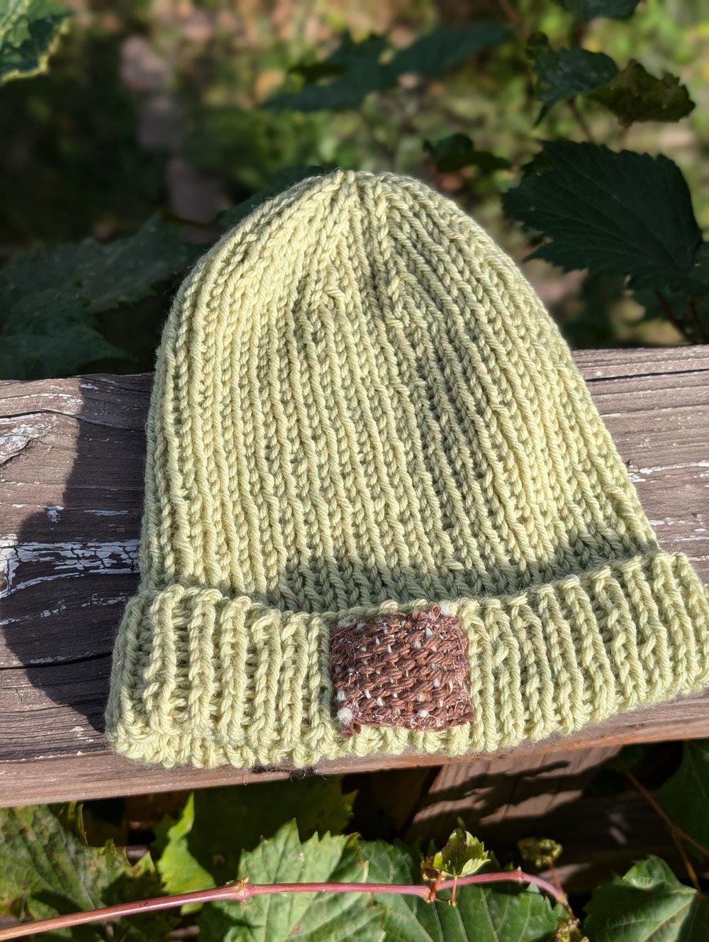 Green Hat with Woven Patch