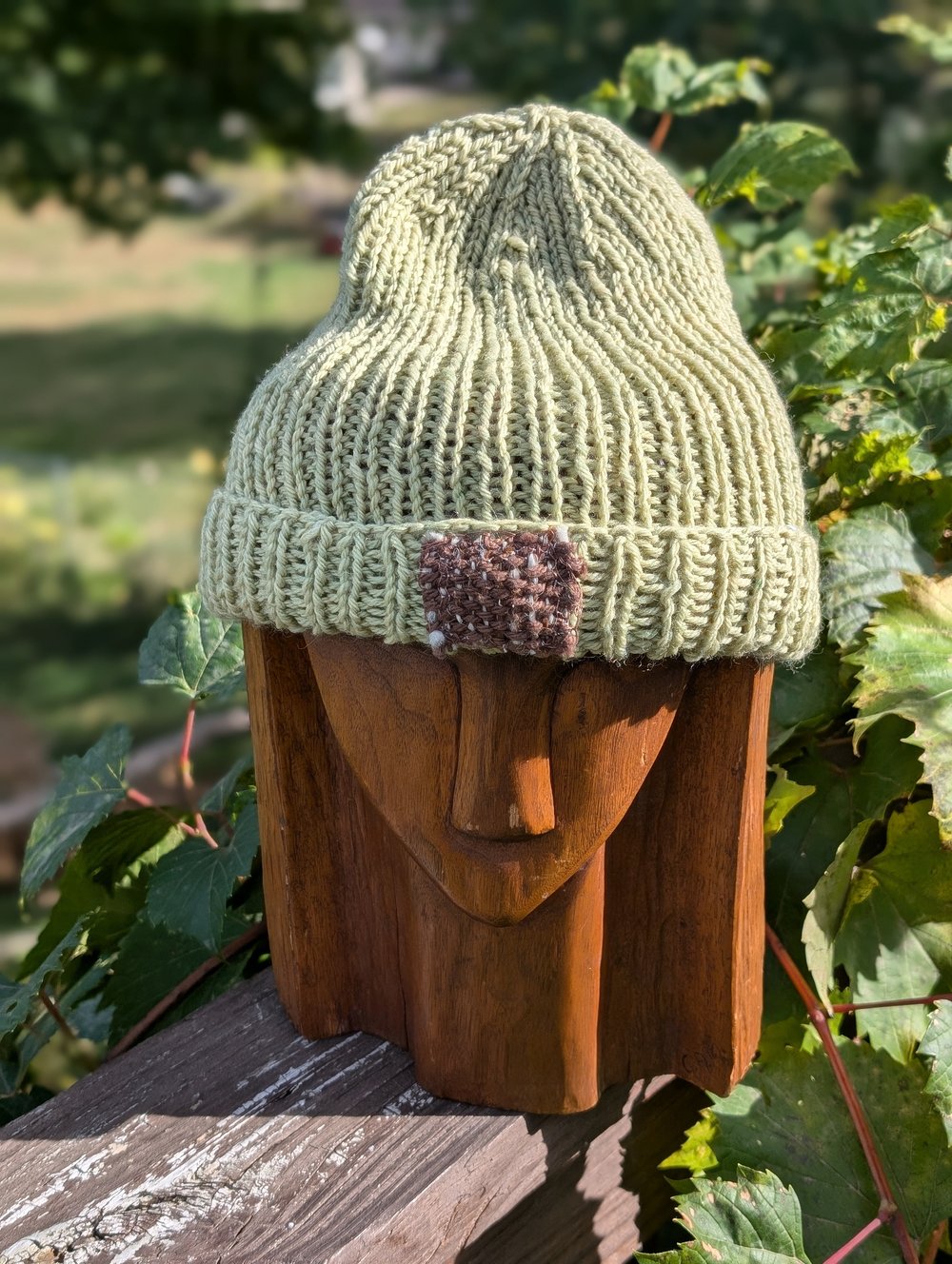 Green Hat with Woven Patch