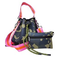 Neoprene Green Camo drawstring bag