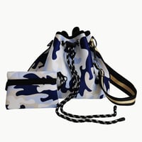 Neoprene Blue /grey camo drawstring bag