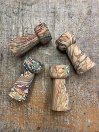 Image 1 of Hand Marbled wooden tea-light candle sticks 