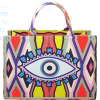 Distressed eye tote bag