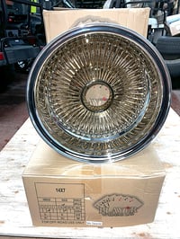 Image 1 of 14x7 Gold Center 100 Spoke Player Wire Wheels Rims (reverse)