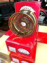 Image 3 of 13x7 All Gold 100 Spoke Player Wire Wheels Rims (reverse)