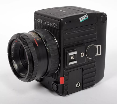 Image of Rolleiflex 6002 6X6 camera w/ Rolleigon HFT 80mm F2.8 lens + 120 ack + WLF #4535