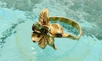 Image 2 of 14k plumeria with leaf 80’s vintage Hawaiian ring